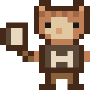 The Forge Cat holding a hammer